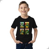 Camiseta Kids Filme Infancia Tartarugas Ninjas Mutação Luta