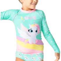 Camiseta Kids Menina Proteção UV Unicórnio Verde Água Puket Tamanho:1 Camiseta Kids Menina Proteção UV Unicórnio Verde Água Puket Tamanho:1