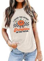 Camiseta KNEYATTA I Teach As abóboras mais fofas do patch Camiseta KNEYATTA I Teach As abóboras mais fofas do patch