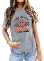Camiseta KNEYATTA I Teach As abóboras mais fofas do patch Camiseta KNEYATTA I Teach As abóboras mais fofas do patch