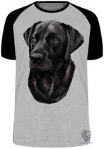 Camiseta Labrador Preto perfil Blusa Plus Size extra grande adulto ou infantil