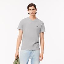 Camiseta Lacoste de gola em V de malha de algodão de caimento regular