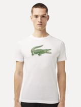 Camiseta Lacoste Masculina Jersey Sport 3D Green Logo Branca