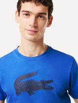 Camiseta Lacoste Masculina Jersey Sport 3D Logo Azul Cobalto