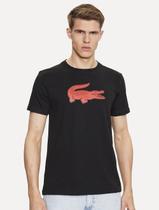 Camiseta Lacoste Masculina Jersey Sport 3D Red Logo Preta