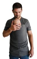 Camiseta Lalabu Dad com Bolsa Canguru para Bebês - Cinza