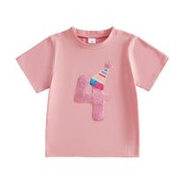 Camiseta Lamuusaa Toddler Baby Girl Birthday Number 1-6 rosa 4 Camiseta Lamuusaa Toddler Baby Girl Birthday Number 1-6 rosa 4