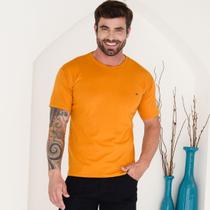 Camiseta Laranja Gola V Lisa Básica Premium De Estilo Casual Masculino