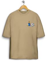 Camiseta Lavada 100% Algodão Estampa Frente Boteco Oversized