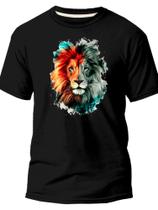 Camiseta Leão Colorido Lançamento T-shirt Estampada Unissex 100% Algodão