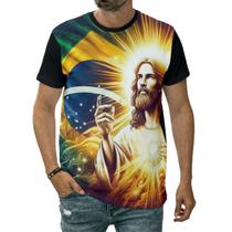 Camiseta Leão De Judá Jesus Cristo Bandeira Do Brasil Arte Camiseta Leão De Judá Jesus Cristo Bandeira Do Brasil Arte