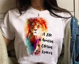 Camiseta Leão e frase unisex Judá Camiseta Leão e frase unisex Judá