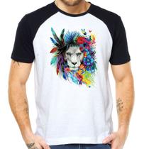 Camiseta leão tie dye tribo juda colorido camisa