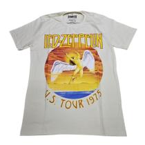 Camiseta Led Zeppelin Blusa Banda de Rock Creme Bo2575 Camiseta Led Zeppelin Blusa Banda de Rock Creme Bo2575