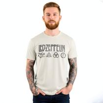 Camiseta Led Zeppelin em Relevo Off White Rock Clássico Premium Alt Universe Camiseta Led Zeppelin em Relevo Off White Rock Clássico Premium Alt Universe