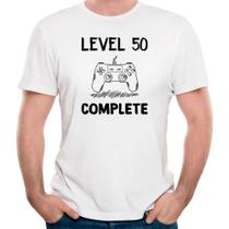 Camiseta level 50 complete presente gamer criativo 50 anos