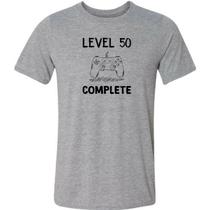 Camiseta level 50 complete presente gamer criativo 50 anos