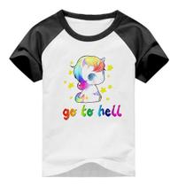 Camiseta Lgbt Unicórnio Cute Go To Hell Vai Pro Inferno