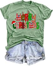 Camiseta LHBNK Merry Christmas Buffalo com estampa xadrez feminina