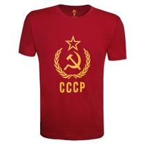 Camiseta Liga Retrô CCCP Estampa Central Vermelha