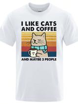 Camiseta Like Cats And Coffe Maybe 3 People Estampa Unissex