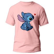 Camiseta Lilo E Stitch Desenho Animado Blusa Stitch Rosa 1