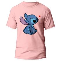 Camiseta Lilo E Stitch Desenho Animado Blusa Stitch Rosa 1 - Kamisetas Otaku