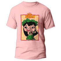 Camiseta Lilo E Stitch Desenho Animado Blusa Stitch Rosa 11
