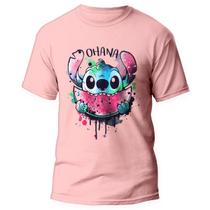 Camiseta Lilo E Stitch Desenho Animado Blusa Stitch Rosa 2