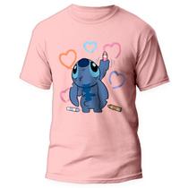 Camiseta Lilo E Stitch Desenho Animado Blusa Stitch Rosa 3