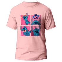 Camiseta Lilo E Stitch Desenho Animado Blusa Stitch Rosa 4