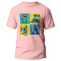 Camiseta Lilo E Stitch Desenho Animado Blusa Stitch Rosa 9