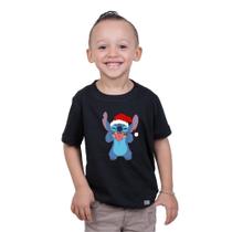 Camiseta Lilo e Stitch Natal Infantil Fofo Personalizada Camisa Algodão