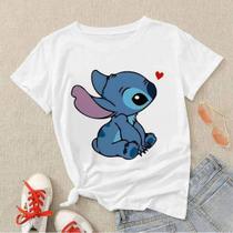 Camiseta Feminina Lilo & Stitch Stitch E Angel Camiseta Camiseta Feminina Lilo & Stitch Stitch E Angel Camiseta