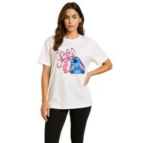 Camiseta Lilo Stitch Feminina Oversiza Basica Algodão Premium