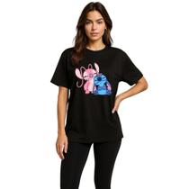 Camiseta Lilo Stitch Feminina Oversiza Basica Algodão Premium
