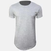 Camiseta Line Cinza Mescla Lisa Sem Estampa T-Shirt Tee long - No Sense