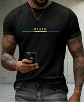 Camiseta Lisa Estampada Brasil Patriota 100 Camisa Algodão 30.1 Básica Unisex Preto Branco Off White