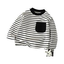 Camiseta Listrada De Manga Comprida Para Bebês, Meninos E Meninas, Casual, Solta, De Cor Sólida,