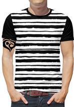 Camiseta Listrada PLUS SIZE Listra Masculina Blusa Branco