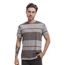 Camiseta Listrada Tecido Premium Misto com Algodão Bordado Cratus