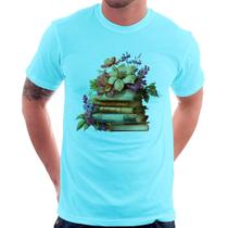 Camiseta Livros e Flores Vintage - Foca na Moda