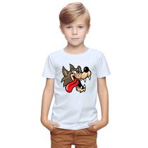 Camiseta Lobo Mau Cabeça Camisa Personalizada Blusa Infantil e Juvenil Algodão com Poliéster