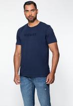 Camiseta Logo Bordado Guess Azul Escuro