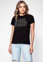 Camiseta Logo Cascata Hotfix Guess Preto