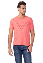 Camiseta Logo Triangulo Relevo Guess Coral