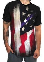 Camiseta long line estampa Estados Unidos tamanho P