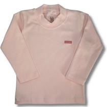 Camiseta longa infantil gola alta rosa claro