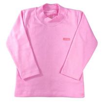 Camiseta longa infantil gola alta rosa