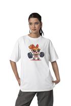 Camiseta Longa Oversized Superpoderosas Florzinha Feminina - Treine com Estilo